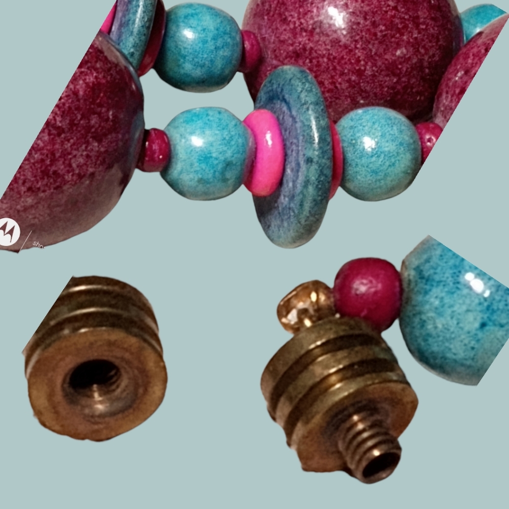 Vintage 80s Wood Bead Bubble Statement Necklaces - Picture 4 of 5